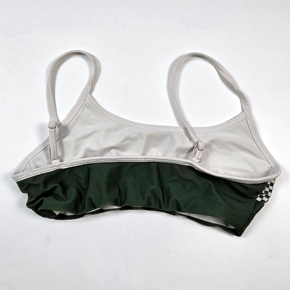 Tangerine Bikini Top Womens M Green Checkered Sporty Swimwear Beach Adjustable - Picture 2 of 4